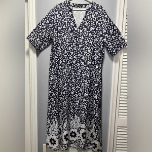 Noracora Navy Blue w/ White Flowers Long Dress Women’s Size XXL
